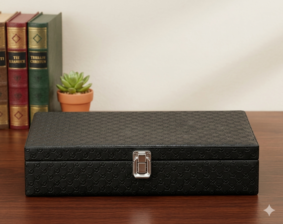 PU Leather Watch Organizer Box Black & Red