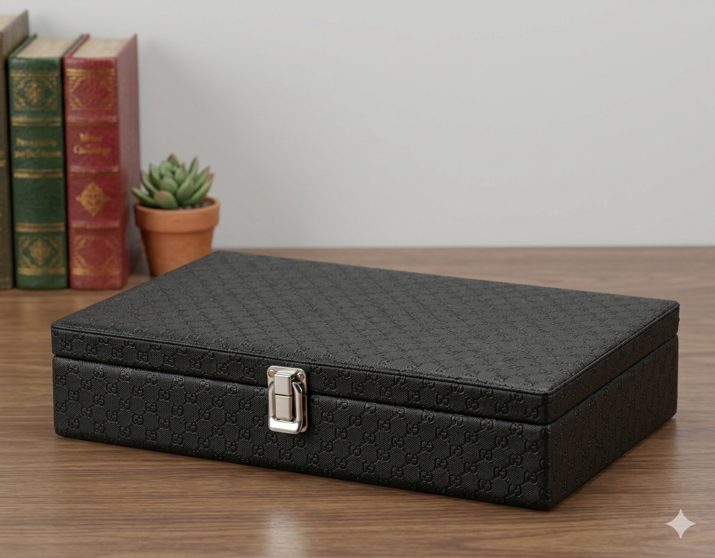 PU Leather Watch Organizer Box Black & Red