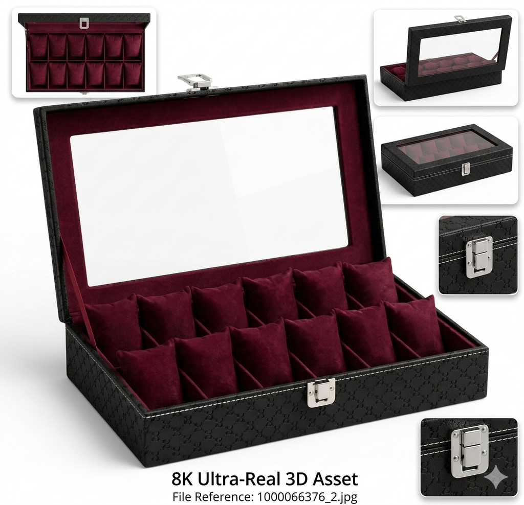 Accolax Leather Transparent Watch Organizer Box - Black & Red