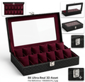 Accolax Leather Transparent Watch Organizer Box - Black & Red