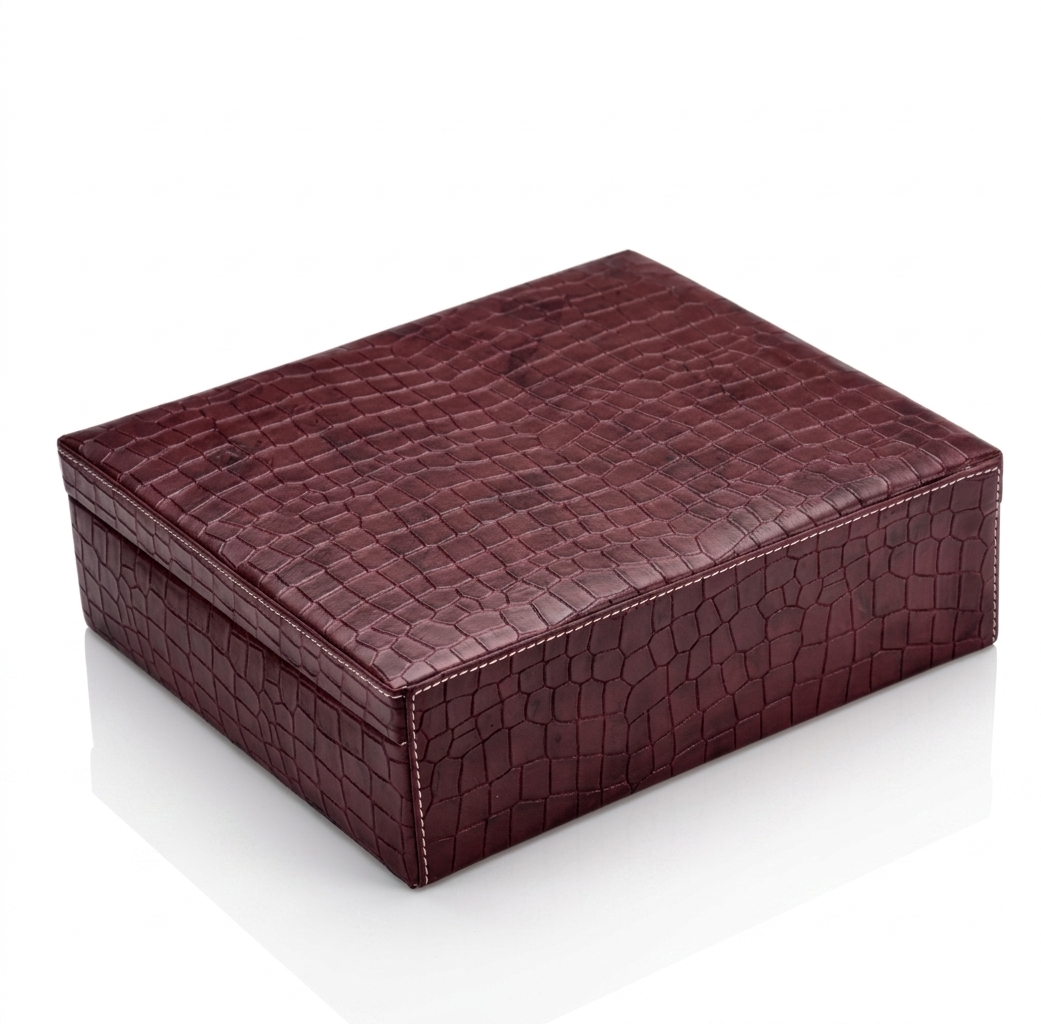 Brown Croco Leather Watch Organizer Box