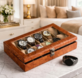 Bright Brown Croco Leather Transparent Watch Organizer Box