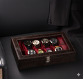 Brown Croco Leather Transparent Watch Organizer Box