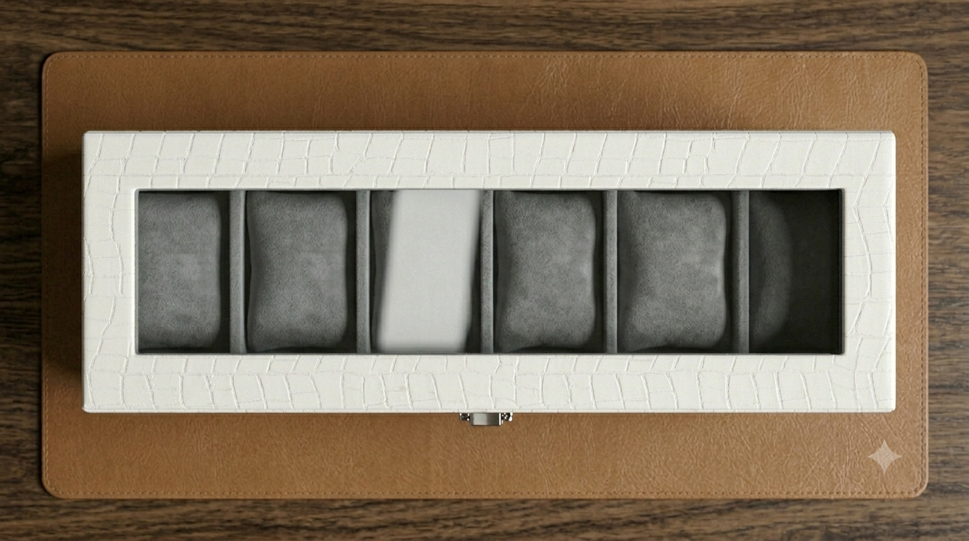 White Leather Transparent Watch Organizer Box