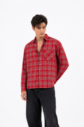 Trendy Boxy-Fit Cotton Red Check Shirt