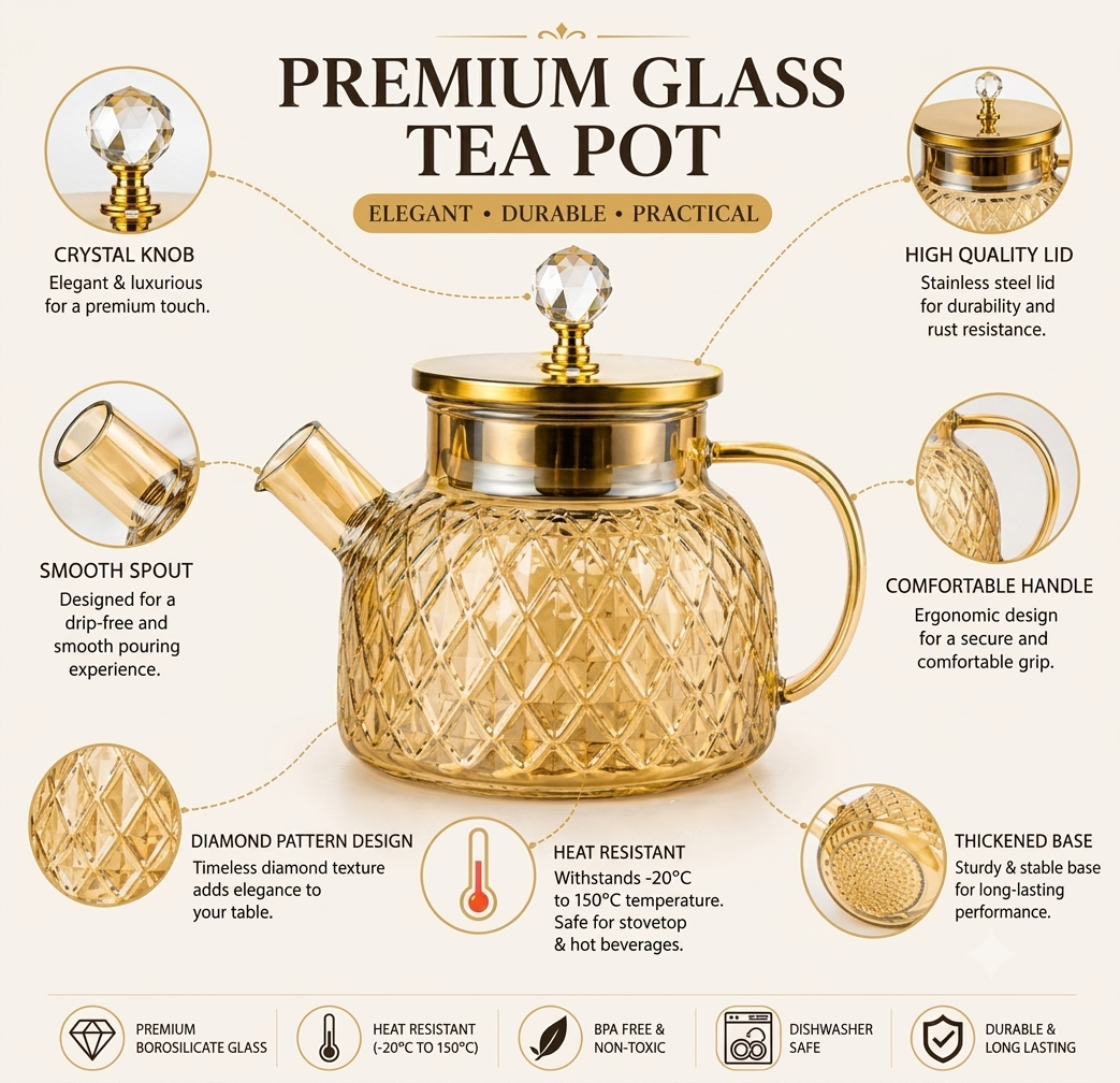 Premium Glass Tea Pot