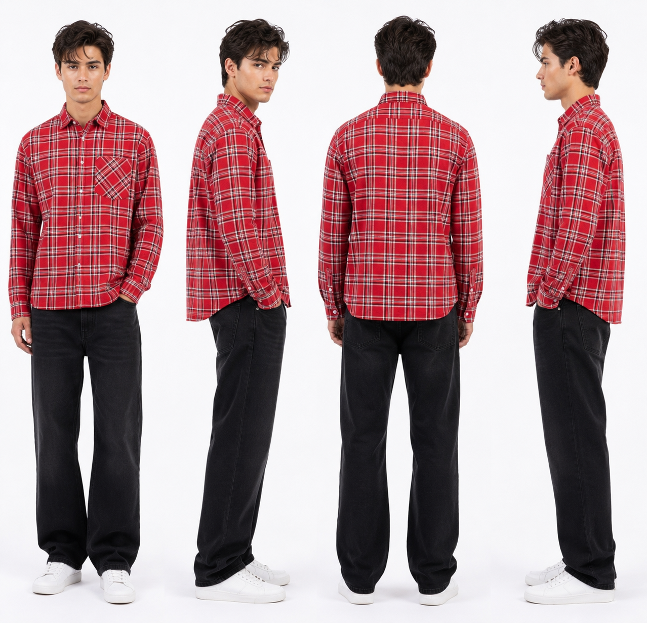 Trendy Boxy-Fit Cotton Red Check Shirt